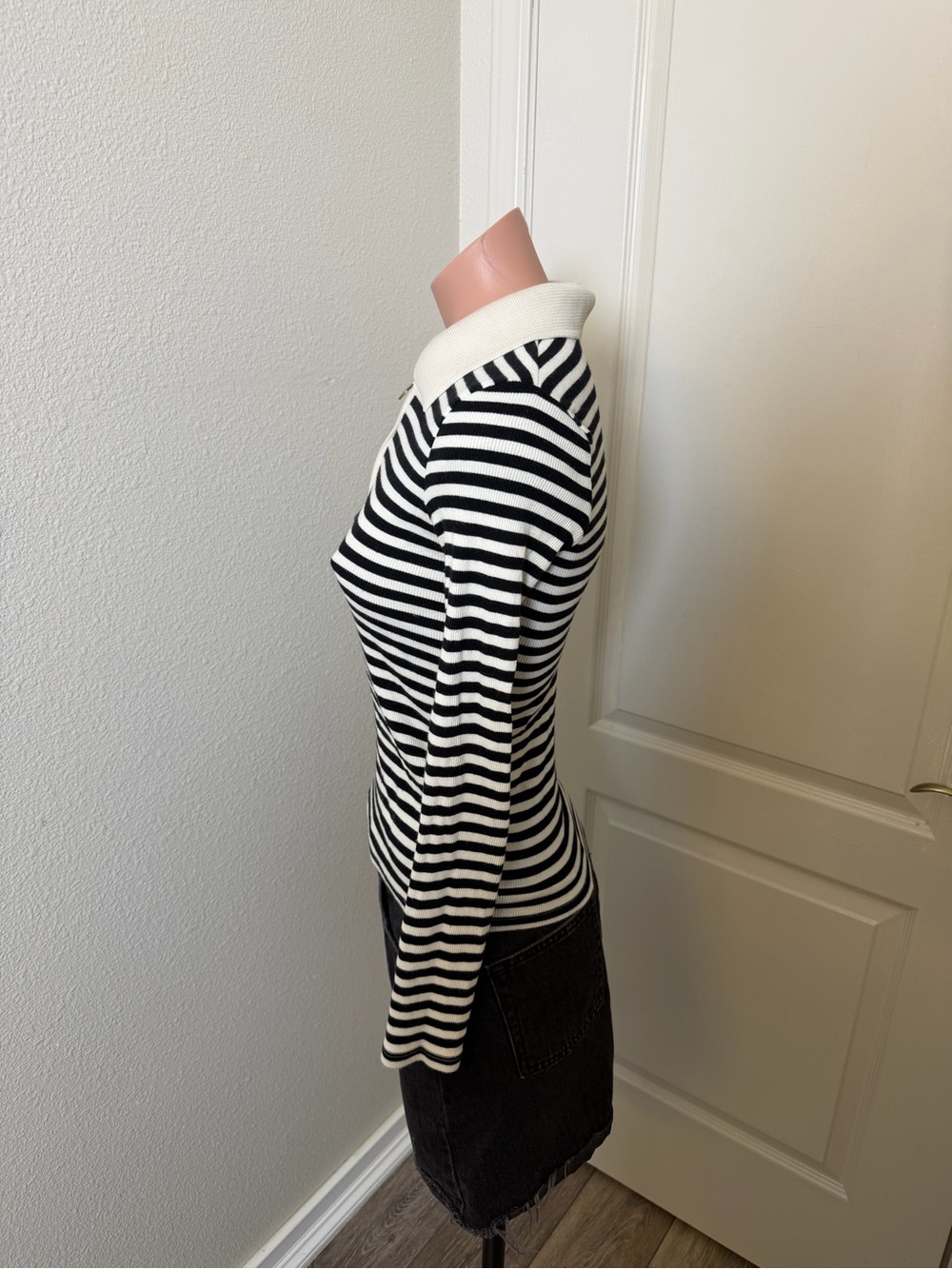 Zara Striped Ribbed Polo Shirt Sz XS - Picture 2 of 4